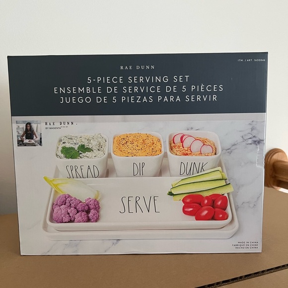 Rae Dunn 5 Piece Serving Set | Spread + Dip + Dunk + Serve | NEW Farmhouse Dip - Picture 10 of 15